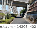 Narrow road in residential area 142064402