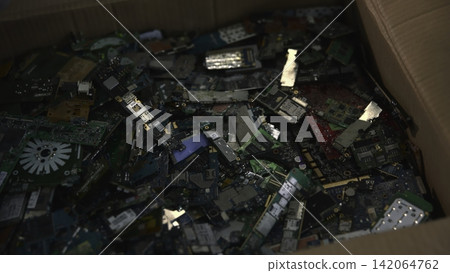 Container Brimming With Various Discarded Electronic Circuit Boards And Components Ready For Recycling . Media Container Brimming With Various Discarded Electronic Circuit Boards And Components Ready For Recycling . Media 142064762