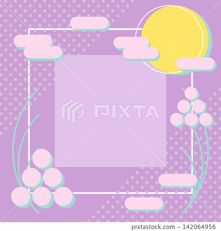 Moon Viewing/Fifteenth Night Pastel Fancy Frame Background Material - 1:1 Moon Viewing/Fifteenth Night Pastel Fancy Frame Background Material - 1:1 142064956