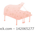 A pink piano with a floral pattern. 142065277