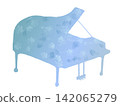 A blue piano with a floral pattern 142065279