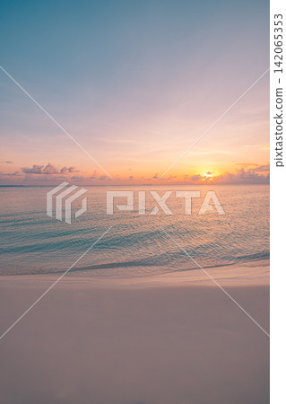 Serene pastel sunrise soft glow rolling wave calm tropical sea muted dreamy horizon. Summer seascape wall art scenic. Coastal dawn backdrop decor wallpaper Serene pastel sunrise soft glow rolling wave calm tropical sea muted dreamy horizon. Summer seascape wall art scenic. Coastal dawn backdrop decor wallpaper 142065353