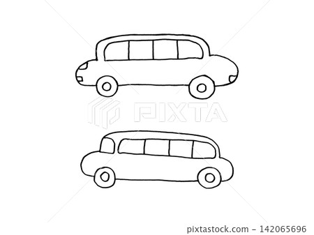 A set of hand-drawn illustrations (line art) of long cars. A set of hand-drawn illustrations (line art) of long cars. 142065696
