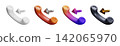 3D call in glossy phone icons on white background 142065970