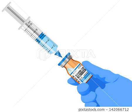 Covid-19 Vaccine and Syringe Injection Covid-19 Vaccine and Syringe Injection 142066712