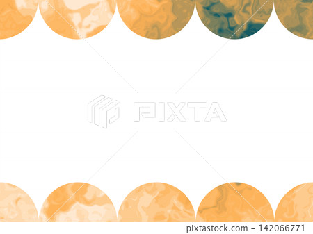 Orange top and bottom scalloped watercolor frame Orange top and bottom scalloped watercolor frame 142066771