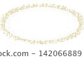 Gold oval frame overlay with shining stars and shimmering particles on transparent background. Golden glow effect in an oval shape made of gold dust and starry sparks. 142066889