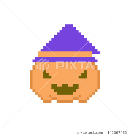 Pixel art of a Halloween pumpkin Pixel art of a Halloween pumpkin 142067483