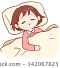 一個小女孩睡得很香。 142067823