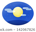 滿月、星星和山丘的插圖 142067826