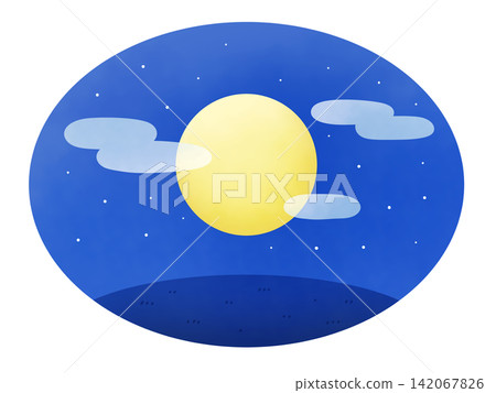 滿月、星星和山丘的插圖 滿月、星星和山丘的插圖 142067826
