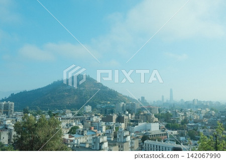 The cityscape of Santiago, Chile, and the hill of San Cristóbal. The cityscape of Santiago, Chile, and the hill of San Cristóbal. 142067990
