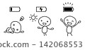 A set of monochrome vector illustrations depicting the process of mental and physical recovery. 142068553