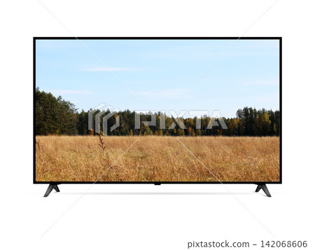 Smart tv with autumn forest and meadow on screen Smart tv with autumn forest and meadow on screen 142068606