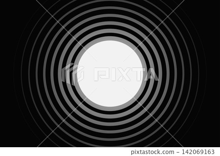 Abstract background with black and white concentric circles forming a hypnotic pattern. Retro cartoon style. Vector template for music studio cover. Place for your design and ideas Abstract background with black and white concentric circles forming a hypnotic pattern. Retro cartoon style. Vector template for music studio cover. Place for your design and ideas 142069163