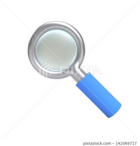 A simple and cute 3D color illustration of a magnifying glass. A simple and cute 3D color illustration of a magnifying glass. 142069717