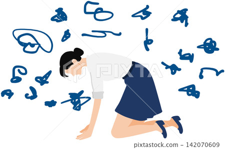 Illustration of a woman having trouble at work Illustration of a woman having trouble at work 142070609