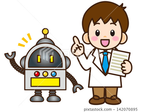 Illustration of a child scientist developing robots (4) Illustration of a child scientist developing robots (4) 142070895