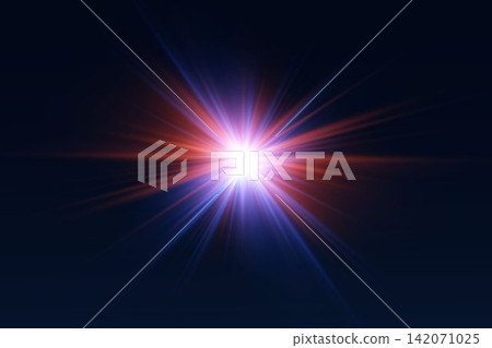 Bright starburst effect creating vibrant red and blue light rays on a dark background Bright starburst effect creating vibrant red and blue light rays on a dark background 142071025