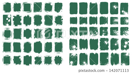 Collection of messy paint brush stroke rectangular frames for artistic layouts and creative text placeholder designs 142071113
