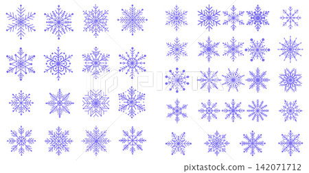 Collection of snowflake icons in flat vector style for winter holiday and seasonal graphic design Collection of snowflake icons in flat vector style for winter holiday and seasonal graphic design 142071712