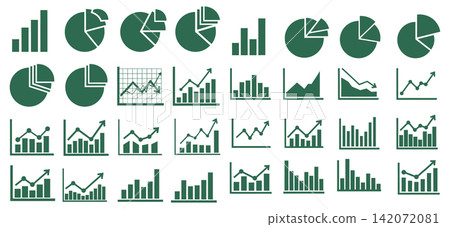 Collection of business graph icons and chart symbols for data analysis and financial reporting projects Collection of business graph icons and chart symbols for data analysis and financial reporting projects 142072081