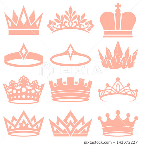 Collection of different crown shapes and royal headwear in flat vector style for graphic design Collection of different crown shapes and royal headwear in flat vector style for graphic design 142072227