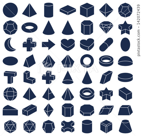 Basic 3d geometric shapes collection for educational math or architectural modeling and design projects Basic 3d geometric shapes collection for educational math or architectural modeling and design projects 142072439