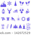 Christmas and winter holiday icon set featuring festive items for seasonal greetings and digital art projects 142072529