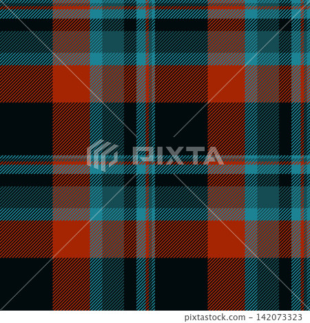 Dogtooth vector background tartan, hat textile check texture. Relief pattern fabric seamless plaid in cyan and black colors. 142073323