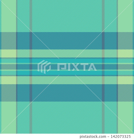 Thread fabric vector textile, hobby seamless background plaid. Summertime texture check pattern tartan in teal and green colors. Thread fabric vector textile, hobby seamless background plaid. Summertime texture check pattern tartan in teal and green colors. 142073325