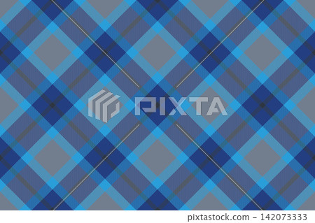 Seamless tartan plaid textile with balanced checks and a woven fabric texture. Blue and gray tones support classic fabric heritage in a decorative fabric surface for apparel prints. 142073333