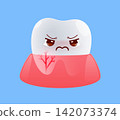 Tooth Cartoon Showing Root Pain and Sensitivity Symptom 142073374