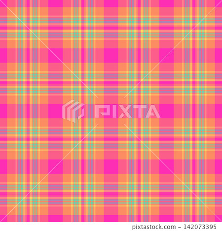 Tartan plaid fabric pattern with a structured check arrangement and a woven fabric texture. Orange and red tones bring classic fabric heritage to a seamless decorative surface for textile repeats. Tartan plaid fabric pattern with a structured check arrangement and a woven fabric texture. Orange and red tones bring classic fabric heritage to a seamless decorative surface for textile repeats. 142073395