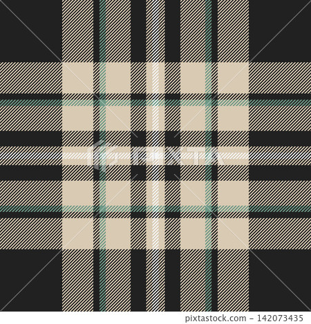 Short texture seamless pattern, trendy check tartan plaid. Template vector fabric textile background in black and light colors. 142073435