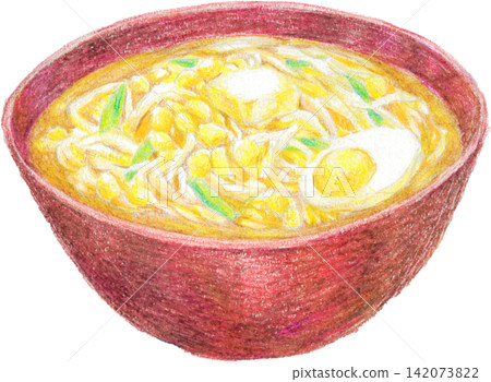 味噌拉麵插圖（手繪風格） 142073822