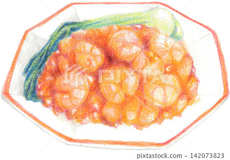 手繪風格的蝦仁辣椒插圖 手繪風格的蝦仁辣椒插圖 142073823