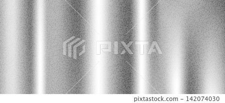 Folded silver grain texture with soft vertical stripe and bright shine. Brushed metal surface and grey noise gradation for fashion banner backdrop. Vector chrome texure with stainless foil reflection Folded silver grain texture with soft vertical stripe and bright shine. Brushed metal surface and grey noise gradation for fashion banner backdrop. Vector chrome texure with stainless foil reflection 142074030