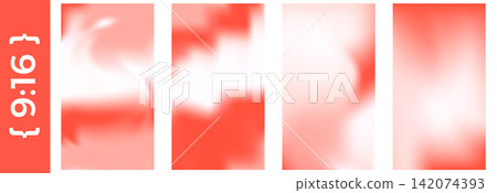 Red and white coral pink gradient set on story template for vertical pack. Red on white smooth blur poster collection with gradation. Vector dreamy aura background pack isolated Red and white coral pink gradient set on story template for vertical pack. Red on white smooth blur poster collection with gradation. Vector dreamy aura background pack isolated 142074393