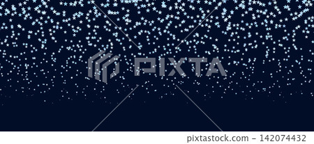 Falling star night backdrop spreads pale shapes across a deep navy sky. Dense upper scatter fades toward open space below the night pattern. Vector star background for book cover design Falling star night backdrop spreads pale shapes across a deep navy sky. Dense upper scatter fades toward open space below the night pattern. Vector star background for book cover design 142074432