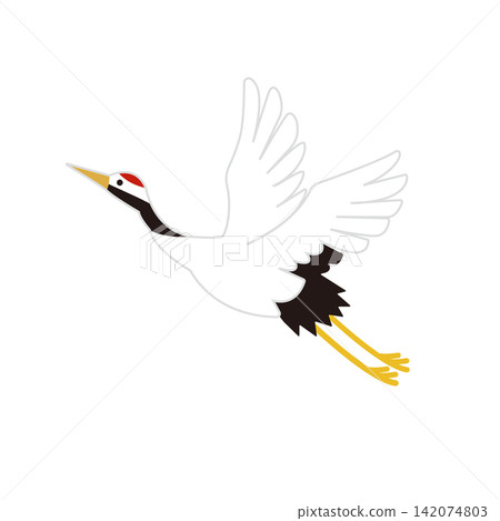 Illustration of a flying crane | Longevity, happiness, celebration, Japanese style material Illustration of a flying crane | Longevity, happiness, celebration, Japanese style material 142074803