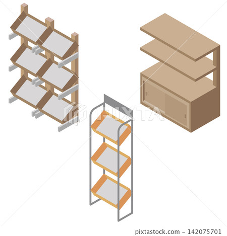 Product shelves Product shelves 142075701