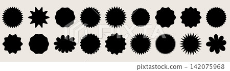 Wavy circle vector collection. Round postage stamps. Wavy circle vector collection. Round postage stamps. 142075968