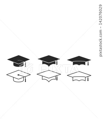 Academic Graduation Cap and Mortarboard Icon Set Collection Academic Graduation Cap and Mortarboard Icon Set Collection 142076029