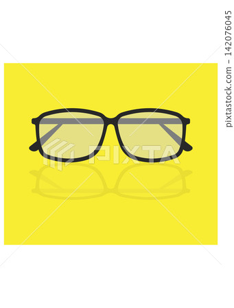 Black Eyed Glasses on Yellow Background with Reflection Black Eyed Glasses on Yellow Background with Reflection 142076045