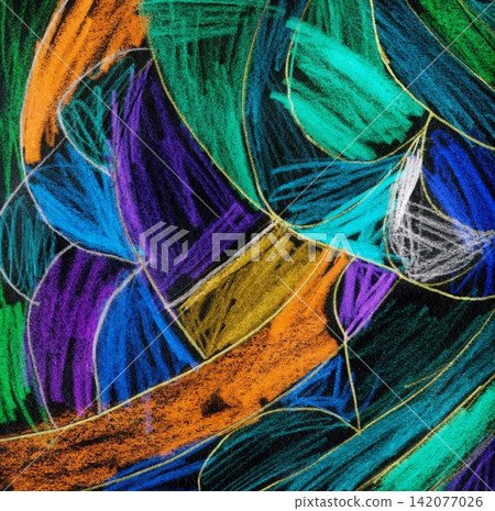 Abstract Hand Drawn Oil Pastel Art Background with Vibrant Geometric Shapes and Bold Colorful Lines Abstract Hand Drawn Oil Pastel Art Background with Vibrant Geometric Shapes and Bold Colorful Lines 142077026