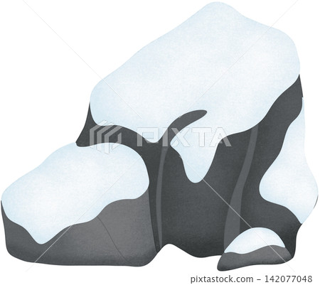 snow covered rock snow covered rock 142077048