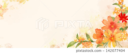 水彩秋花畫框 142077404