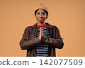 Young Pretty Teen Girl Praying With Palms In Sincere Silent Request. Hope, Faith 142077509