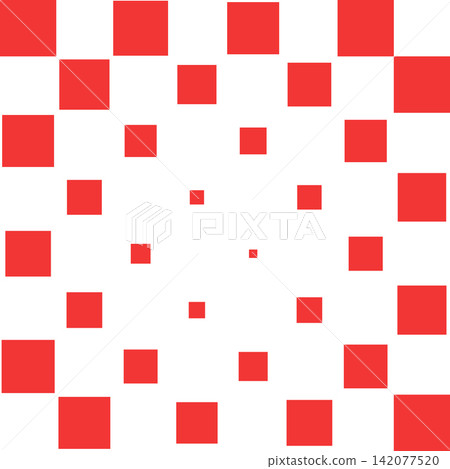 Red squares shrink toward center creating perspective grid depth white optical pattern Red squares shrink toward center creating perspective grid depth white optical pattern 142077520